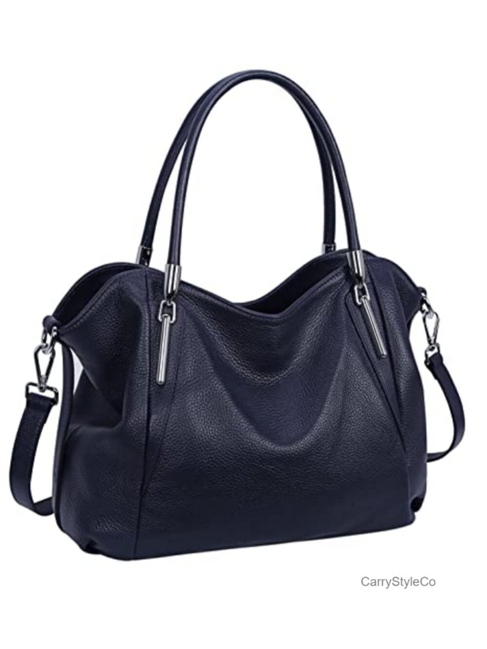 Genuine Leather Hobo Shoulder Bag Satchel Tote with Detachable Crossbody Strap